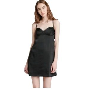 Wild Fable Sleek Black Satin mini dress